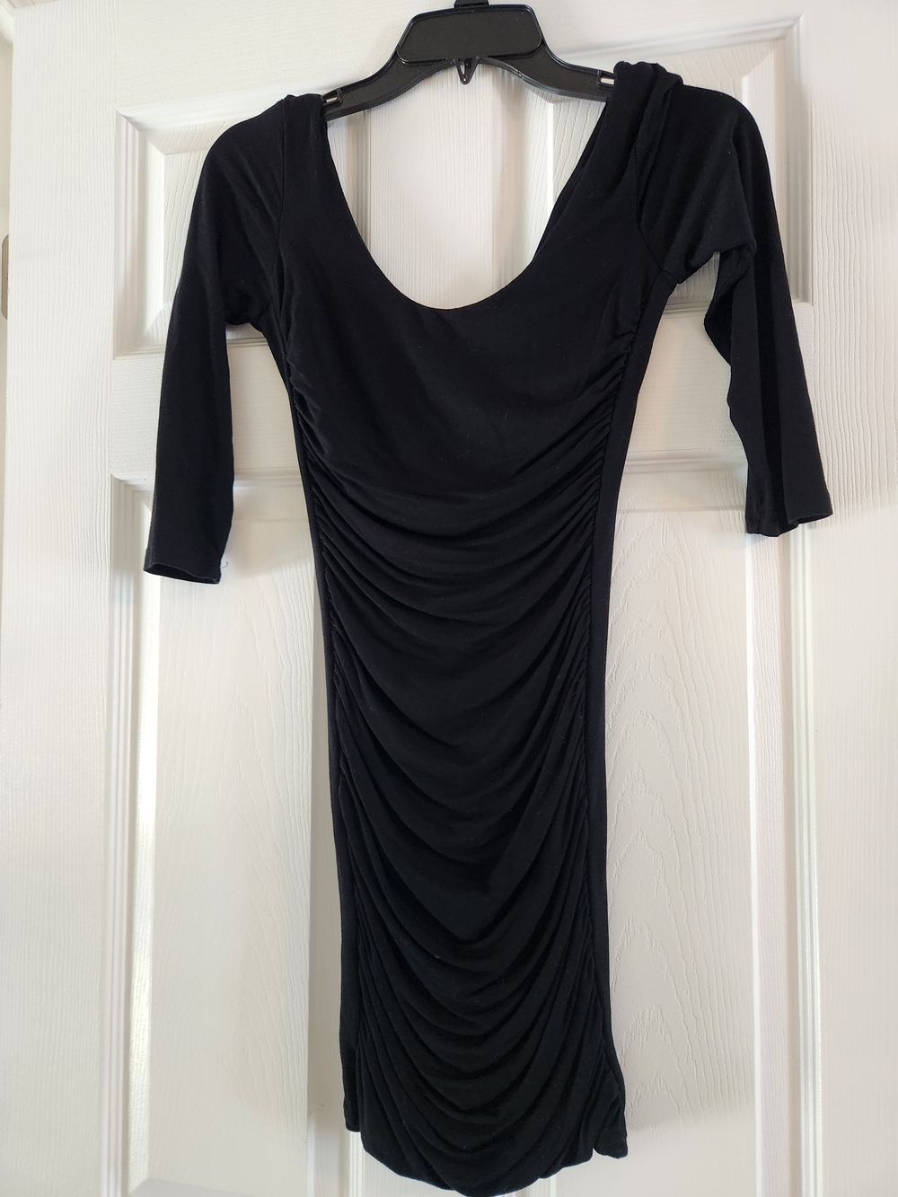 Forever 21 Black Ruched Scoop-Neck Mini Dress